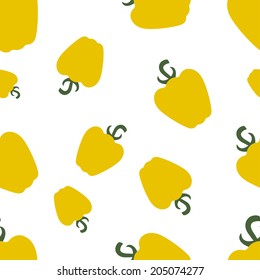 seamless texture of colored silhouettes of pepper on a white background