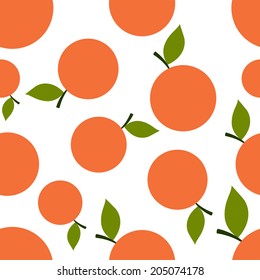 seamless texture of colored silhouettes of tangerine on white background