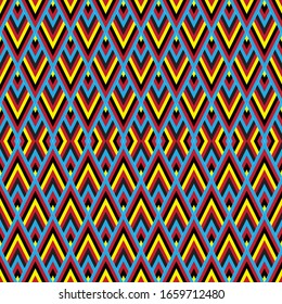 Seamless texture with colored striped diamonds.