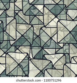 Seamless texture. Colorful camouflage. Chaos of squares and triangles. A network of diagonally drawn squares.