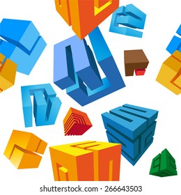 Seamless texture with colorful  cubes on a white  for your background           