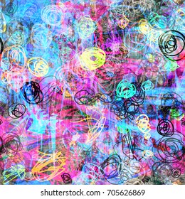 Seamless texture. Colorful pattern with scribbles and scratching. Grunge design. Abstract vector background for web page, banners, fabric, home decor, wrapping