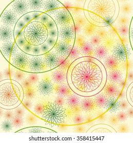 Seamless texture with colorful round pattern from decorative flowers