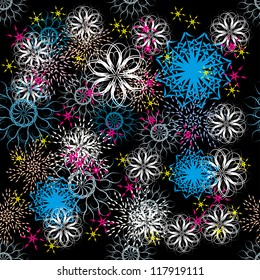 Seamless texture with colorful snowflakes. Pattern for your design