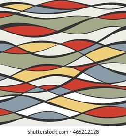 Seamless texture - colorful waves and lines. Vector.