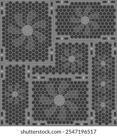 seamless texture of a computer cooler behind a perforated grille