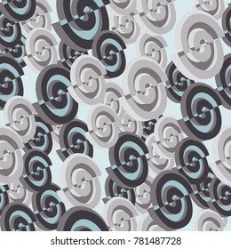 Seamless texture consisting of chopped spirals. Consists of six colors. Suitable for design, computer games, testing, clothing and setting up backgrounds.