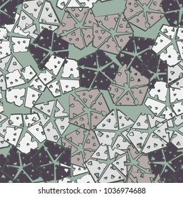 A seamless texture consisting of five parts pentagonalized into five parts. Camouflage for dudes.