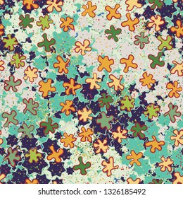 Seamless texture consisting of multi-colored blots located on an abstract background.
