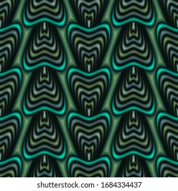 Seamless texture consisting of multicolored stripes forming heart-shaped intertwining shapes. with an arbitrary symmetrical shape and gradient fill. Pattern for the background.