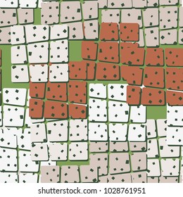 Seamless texture consisting of obliquely divided rounded colored squares. The most fashionable grunge drawing.