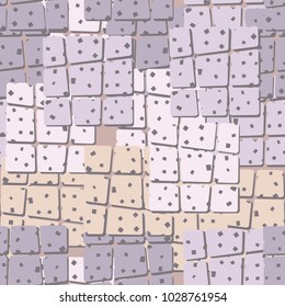 Seamless texture consisting of obliquely divided rounded colored squares. The most fashionable grunge drawing.