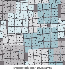 Seamless texture consisting of obliquely divided rounded colored squares. The most fashionable grunge drawing.