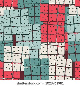 Seamless texture consisting of obliquely divided rounded colored squares. The most fashionable grunge drawing.