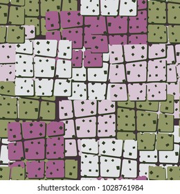 Seamless texture consisting of obliquely divided rounded colored squares. The most fashionable grunge drawing.