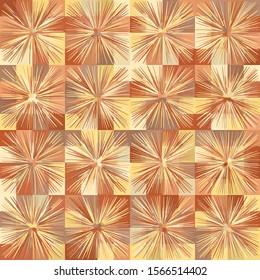 Seamless texture consisting of squares made with multi-colored radial strokes with a brush. Checkered background. Color chaos.