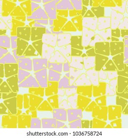 A seamless texture consisting of stripped multicolored squares. Checkered camouflage for city dandies.