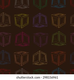 Seamless texture with contour of boxes on a dark background