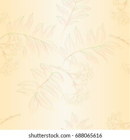 Seamless texture contour twig rowanberry with leaves and berries autumn  vintage    vector editable illustration hand draw