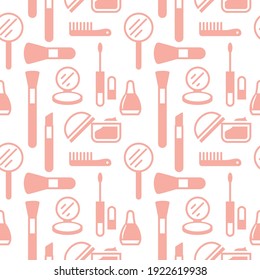 Seamless texture from cosmetics icons, pattern, abstract background, wallpaper 
