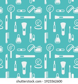 Seamless texture from cosmetics icons, pattern, abstract background, wallpaper