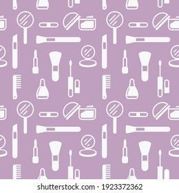 Seamless texture from cosmetics icons, pattern, abstract background, wallpaper