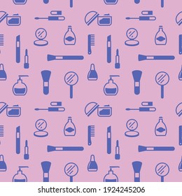 Seamless texture from cosmetics icons, pattern, abstract background, wallpaper