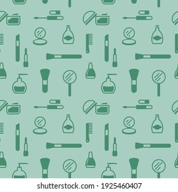 Seamless texture from cosmetics icons, pattern, abstract background, wallpaper 