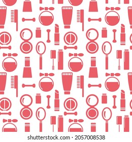 Seamless texture from cosmetics icons, pattern, abstract background, wallpaper