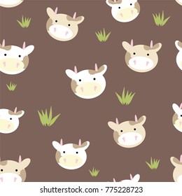 Seamless texture of a cow pattern for packaging paper, baby
clothing, fabric, vector illustration