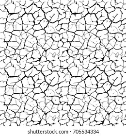 Seamless texture cracked effect. Isolated on white background. Stock vector illustration.