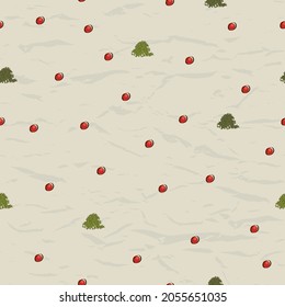 Seamless texture with cranberry and moss vintage style from autumn collection.