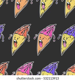 Seamless texture. Crazy ice cream. Character. Ice cream with his tongue hanging out and sweating. It can be use for background, clothing design, wrapping paper or your design.