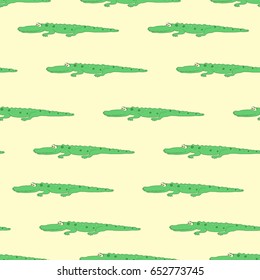 Seamless texture of crocodiles on a yellow background