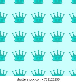 Seamless texture. Crowns on a blue background