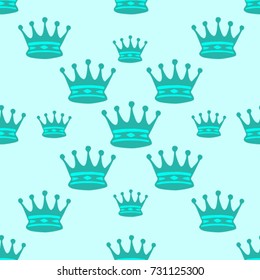 Seamless texture. Crowns on a blue background