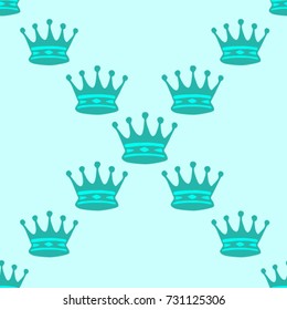 Seamless texture. Crowns on a blue background