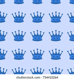 Seamless texture. Crowns on a blue background