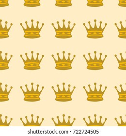Seamless texture. Crowns on a yellow background