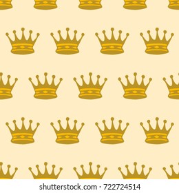 Seamless texture. Crowns on a yellow background