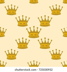 Seamless texture. Crowns on a yellow background