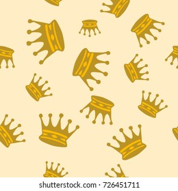 Seamless texture. Crowns on a yellow background