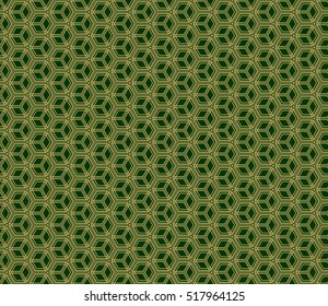 Seamless texture of cube. Optical illusion. Vector illustration. Green color