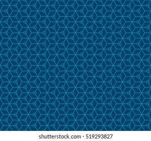 Seamless texture of cube. Optical illusion. Vector illustration. Blue color