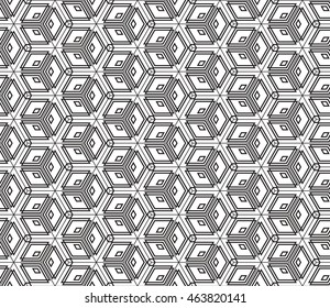 Seamless texture of cubes. Optical illusion. Vector illustration. For the interior design, printing, web and textile design.