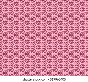 Seamless texture of cubes. Optical illusion. Vector illustration. Red color. For the interior design, printing, web and textile design.