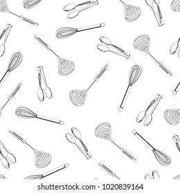 Seamless texture a culinary nimbus on a white background. Vector illustration.