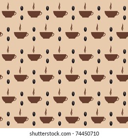 seamless texture with a cup of coffee and beans