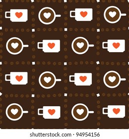 seamless texture with a cup of coffee in the chess order