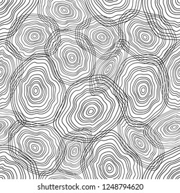 Seamless texture with curved circles. Vector illustration. Black and white texture with a curvy curved circle.